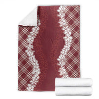 Hawaii Aloha Plumeria Lei Scarlet Palaka Blanket - Polynesian Pride
