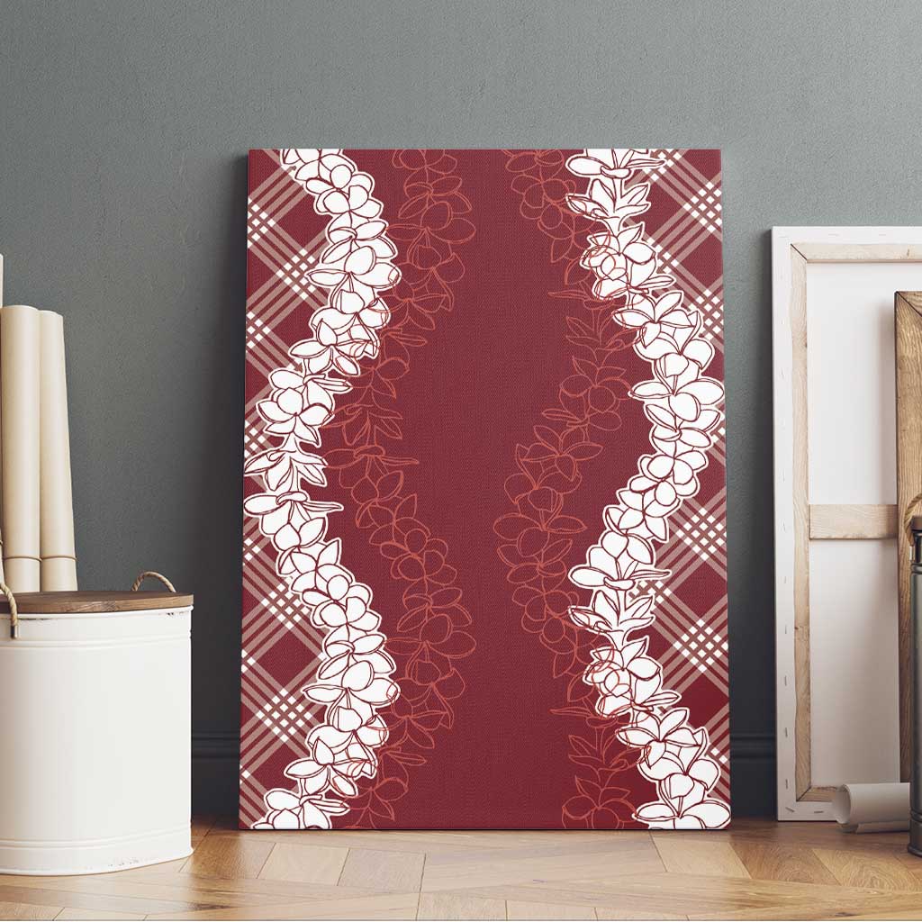 Hawaii Aloha Plumeria Lei Scarlet Palaka Canvas Wall Art - Polynesian Pride