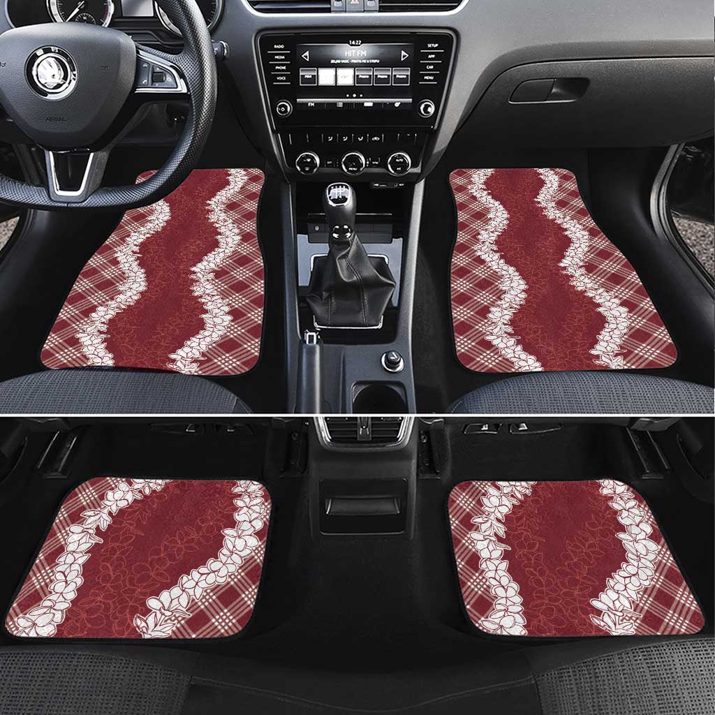 Hawaii Aloha Plumeria Lei Scarlet Palaka Car Mats - Polynesian Pride