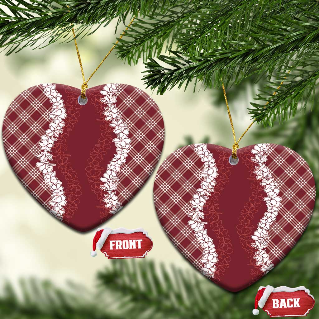 Hawaii Aloha Plumeria Lei Scarlet Palaka Ceramic Ornament - Polynesian Pride