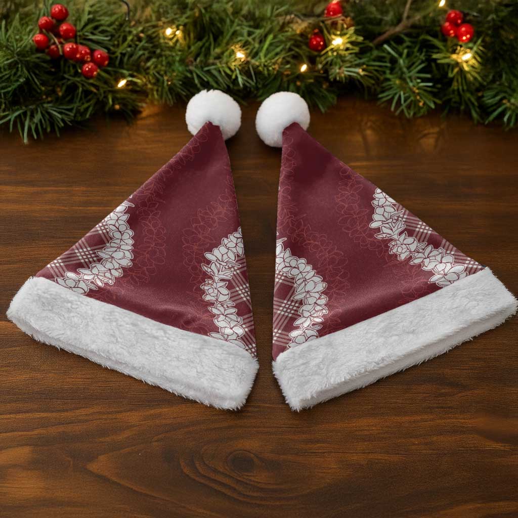 Hawaii Aloha Plumeria Lei Scarlet Palaka Christmas Santa Hat - Polynesian Pride