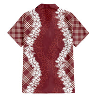 Hawaii Aloha Plumeria Lei Scarlet Palaka Family Matching Puletasi and Hawaiian Shirt - Polynesian Pride
