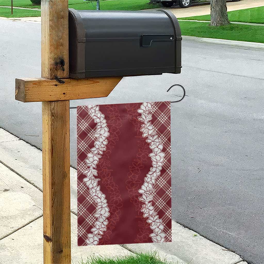 Hawaii Aloha Plumeria Lei Scarlet Palaka Garden Flag - Polynesian Pride