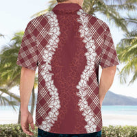 Hawaii Aloha Plumeria Lei Scarlet Palaka Hawaiian Shirt - Polynesian Pride