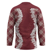 Hawaii Aloha Plumeria Lei Scarlet Palaka Hockey Jersey - Polynesian Pride