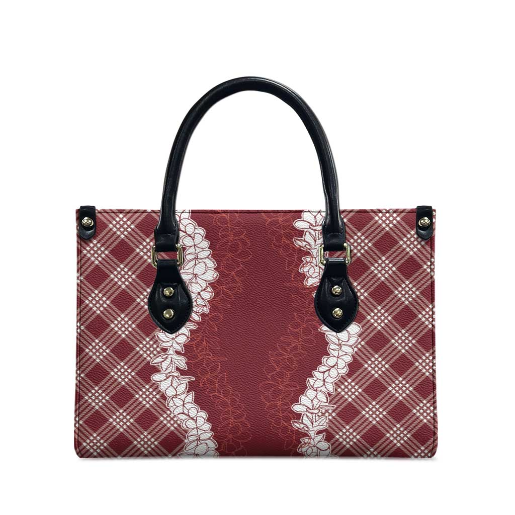 Hawaii Aloha Plumeria Lei Scarlet Palaka Leather Bag - undefined
