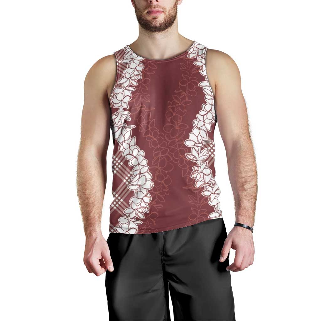 Hawaii Aloha Plumeria Lei Scarlet Palaka Men Tank Top - Polynesian Pride