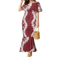 Hawaii Aloha Plumeria Lei Scarlet Palaka Mermaid Dress - Polynesian Pride