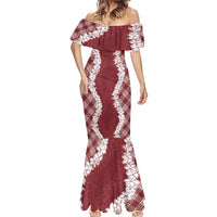 Hawaii Aloha Plumeria Lei Scarlet Palaka Mermaid Dress - Polynesian Pride