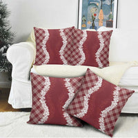 Hawaii Aloha Plumeria Lei Scarlet Palaka Pillow Cover - Polynesian Pride