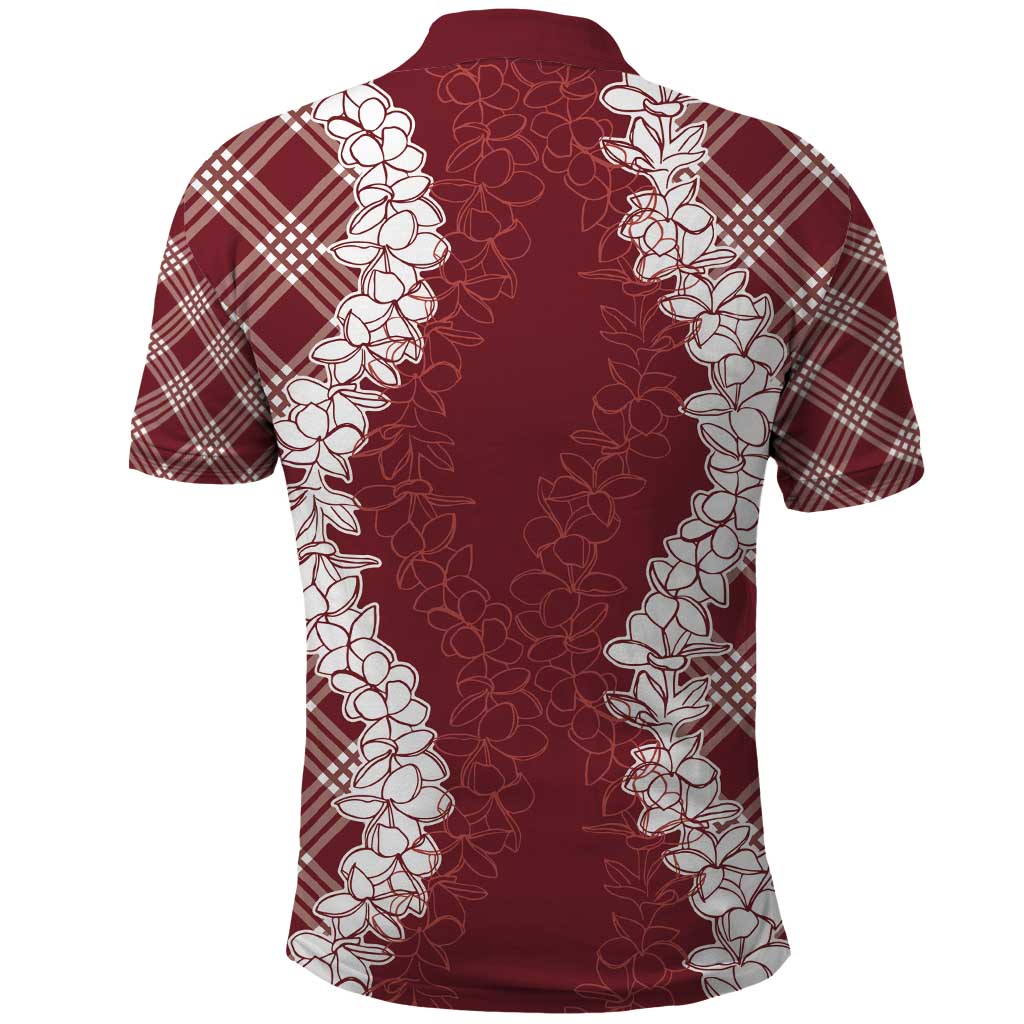 Hawaii Aloha Plumeria Lei Scarlet Palaka Polo Shirt - Polynesian Pride