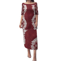 Hawaii Aloha Plumeria Lei Scarlet Palaka Puletasi - Polynesian Pride