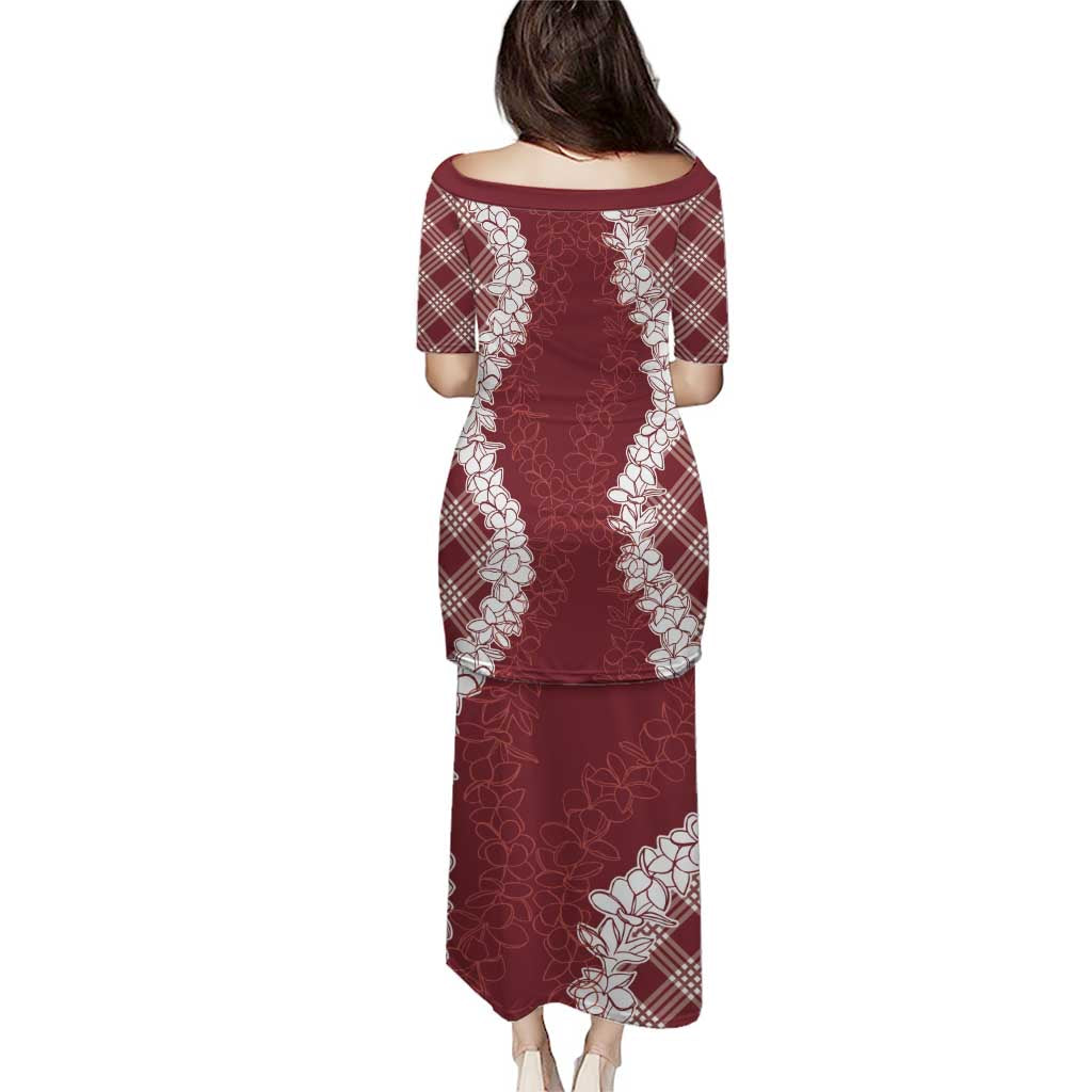 Hawaii Aloha Plumeria Lei Scarlet Palaka Puletasi - Polynesian Pride