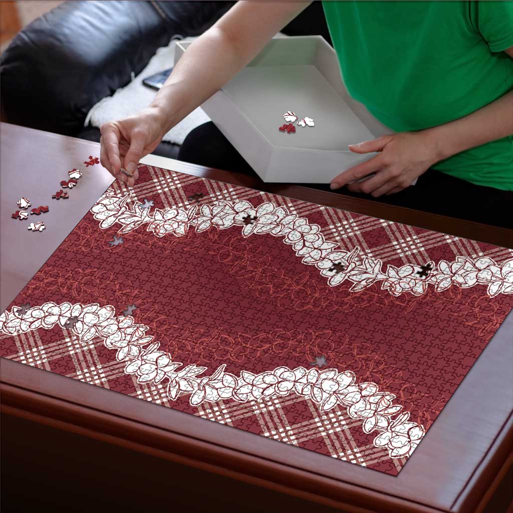 Hawaii Aloha Plumeria Lei Scarlet Palaka Puzzle - Polynesian Pride