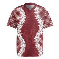 Hawaii Aloha Plumeria Lei Scarlet Palaka Rugby Jersey - Polynesian Pride