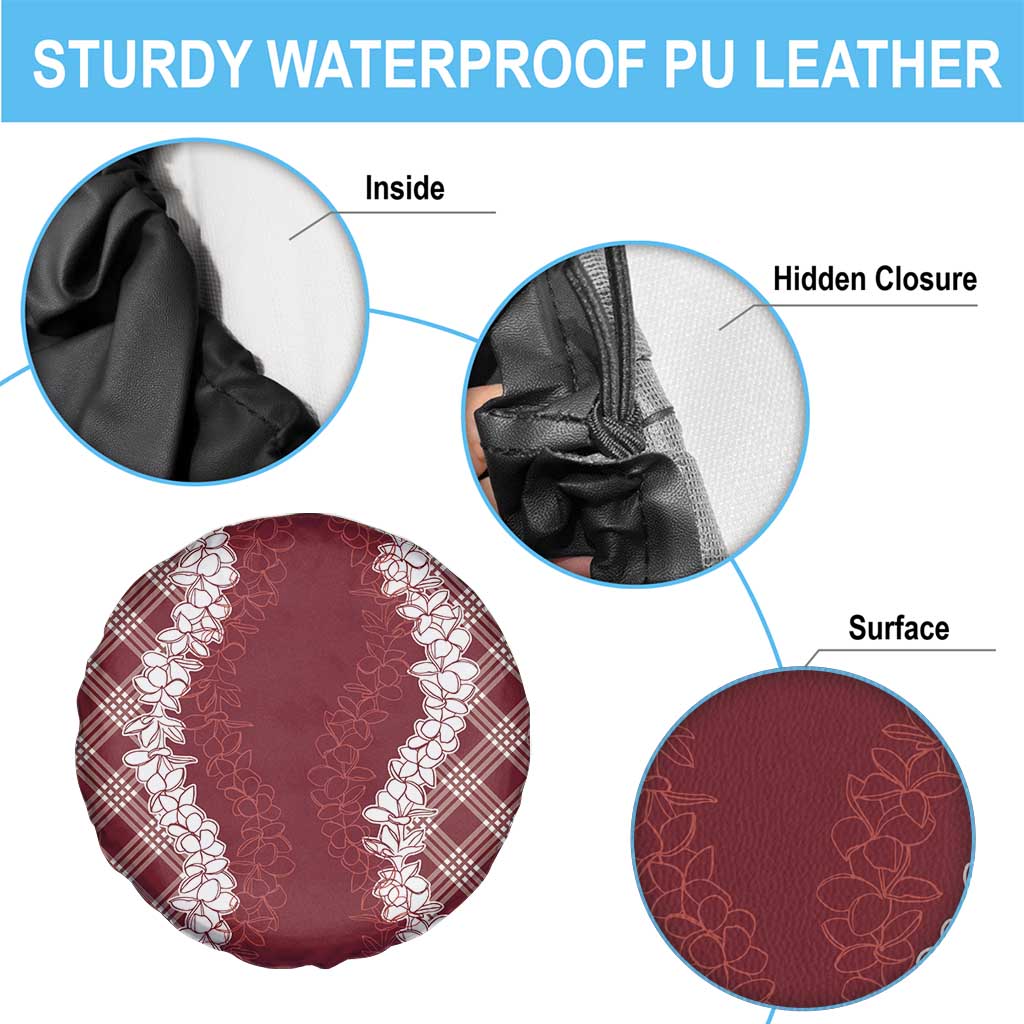 Hawaii Aloha Plumeria Lei Scarlet Palaka Spare Tire Cover - Polynesian Pride