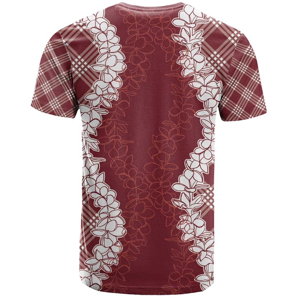 Hawaii Aloha Plumeria Lei Scarlet Palaka T Shirt - Polynesian Pride