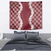 Hawaii Aloha Plumeria Lei Scarlet Palaka Tapestry - Polynesian Pride