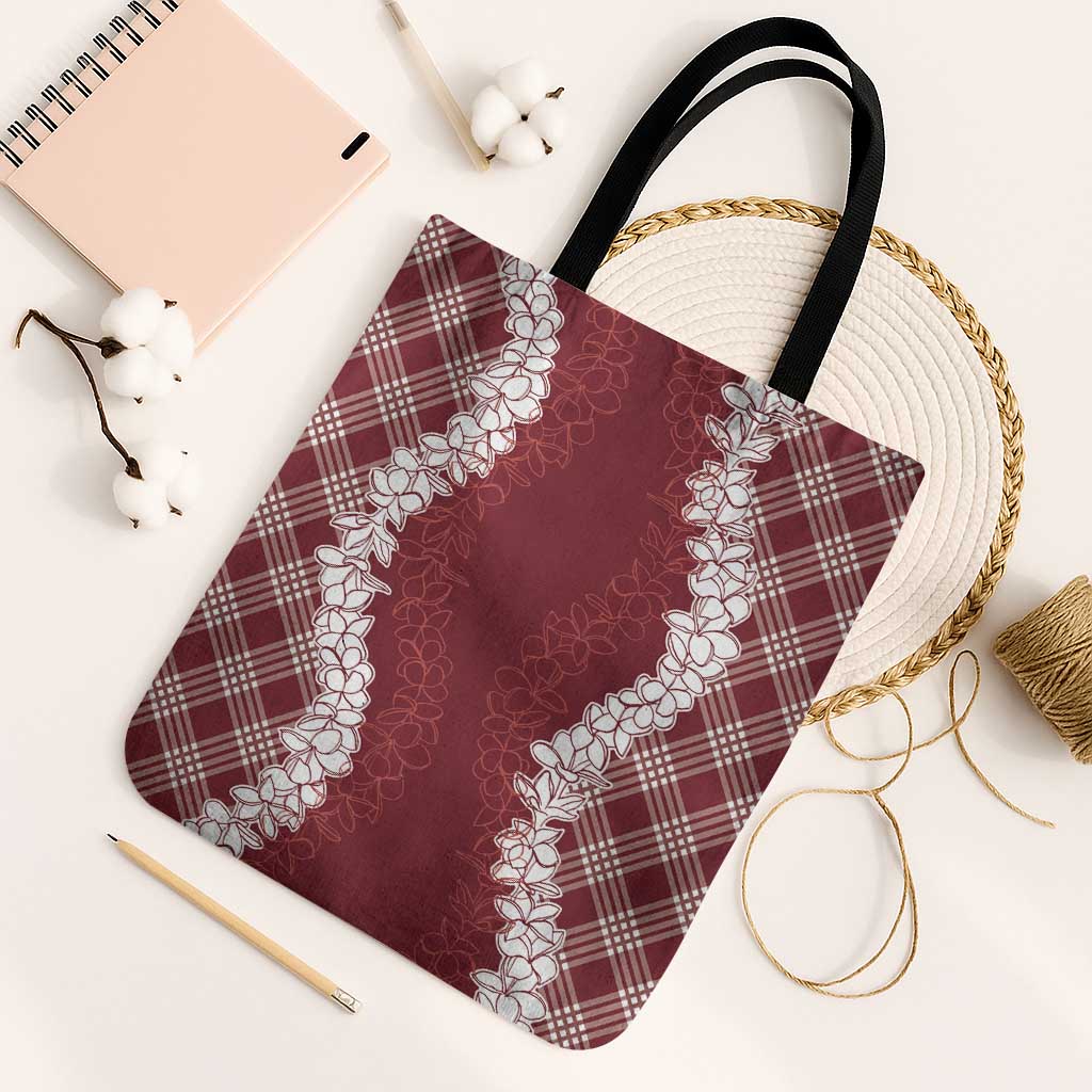 Hawaii Aloha Plumeria Lei Scarlet Palaka Tote Bag - Polynesian Pride