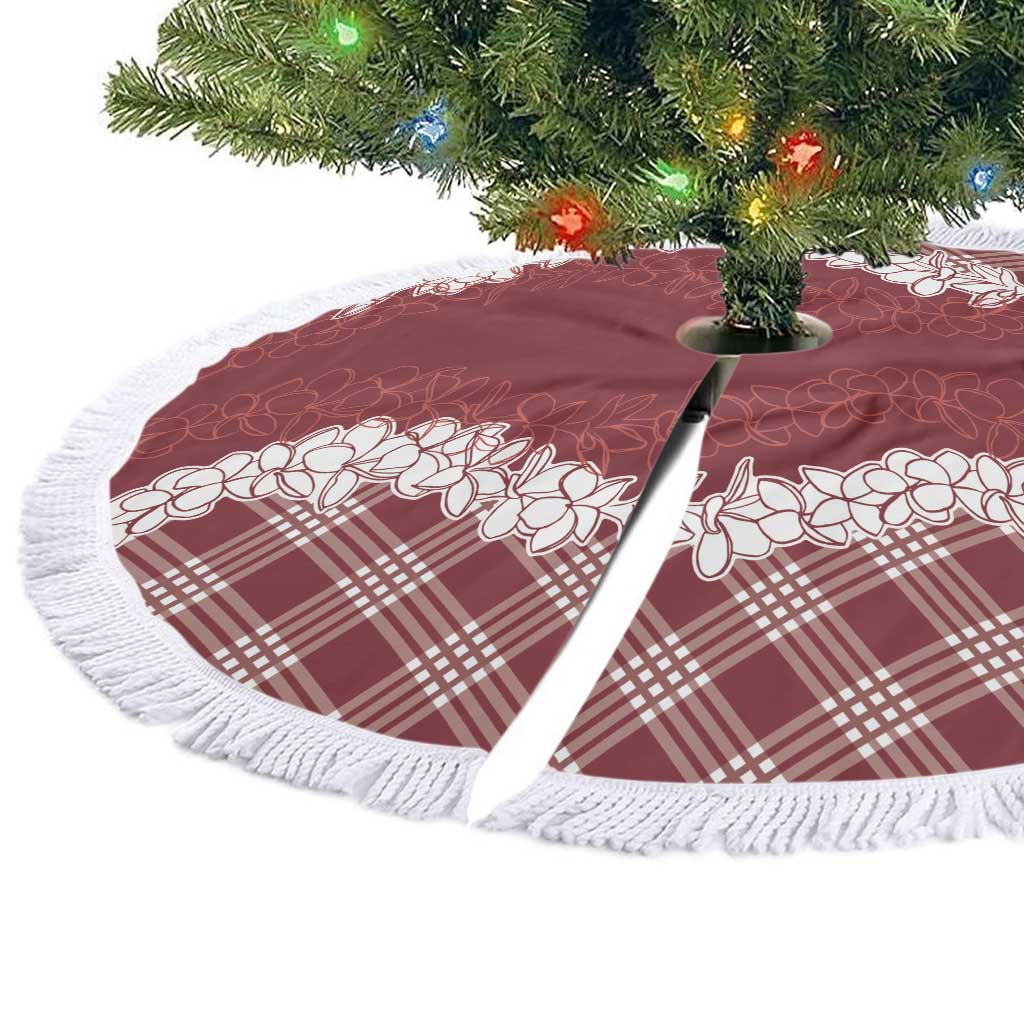 Hawaii Aloha Plumeria Lei Scarlet Palaka Tree Skirt - Polynesian Pride