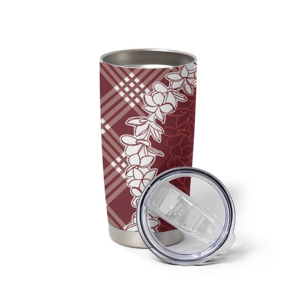 Hawaii Aloha Plumeria Lei Scarlet Palaka Tumbler Cup - Polynesian Pride