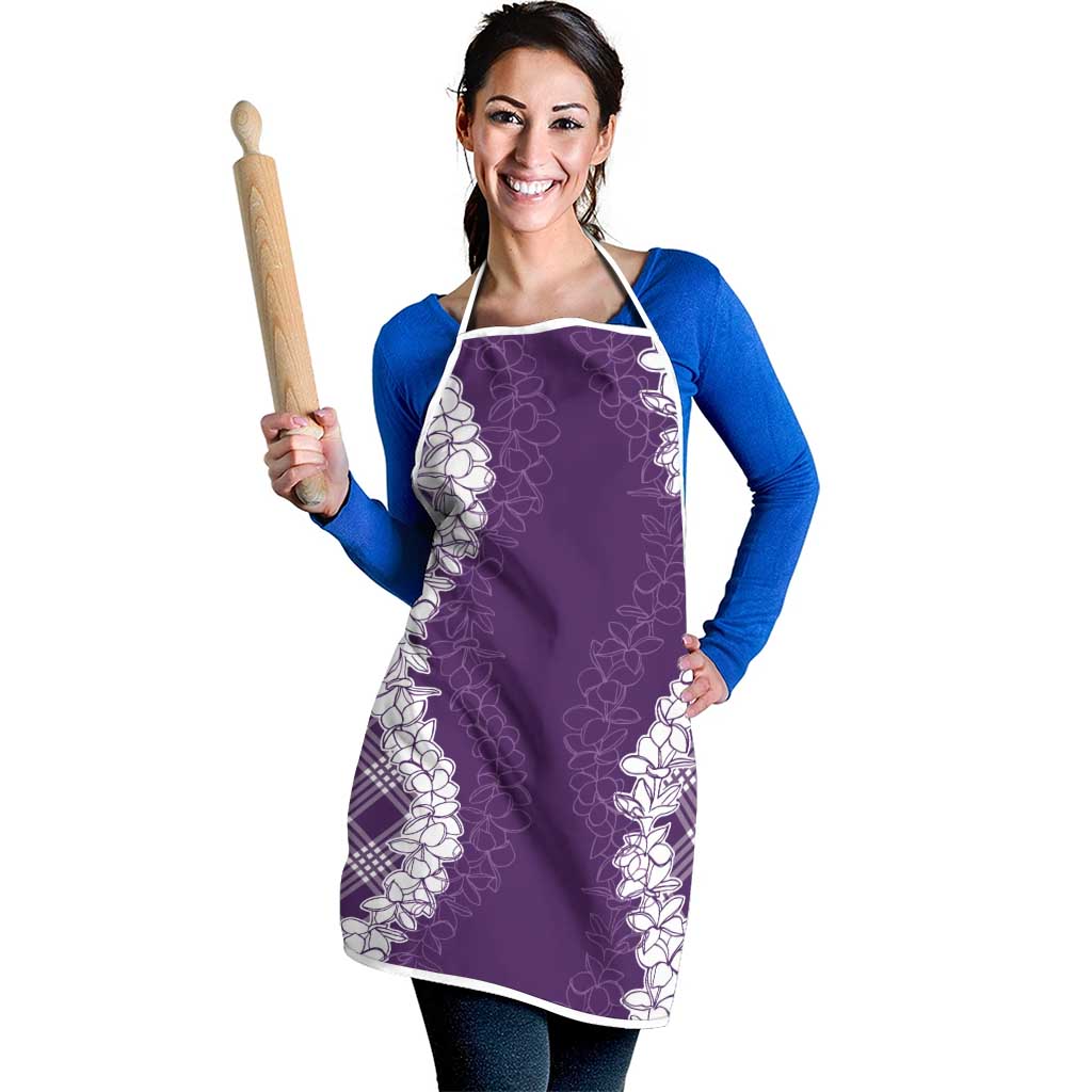 Hawaii Aloha Plumeria Lei Violet Palaka Apron - Polynesian Pride