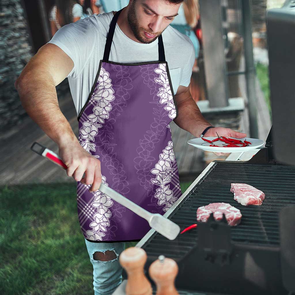 Hawaii Aloha Plumeria Lei Violet Palaka Apron - Polynesian Pride