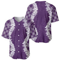 Hawaii Aloha Plumeria Lei Violet Palaka Baseball Jersey - Polynesian Pride