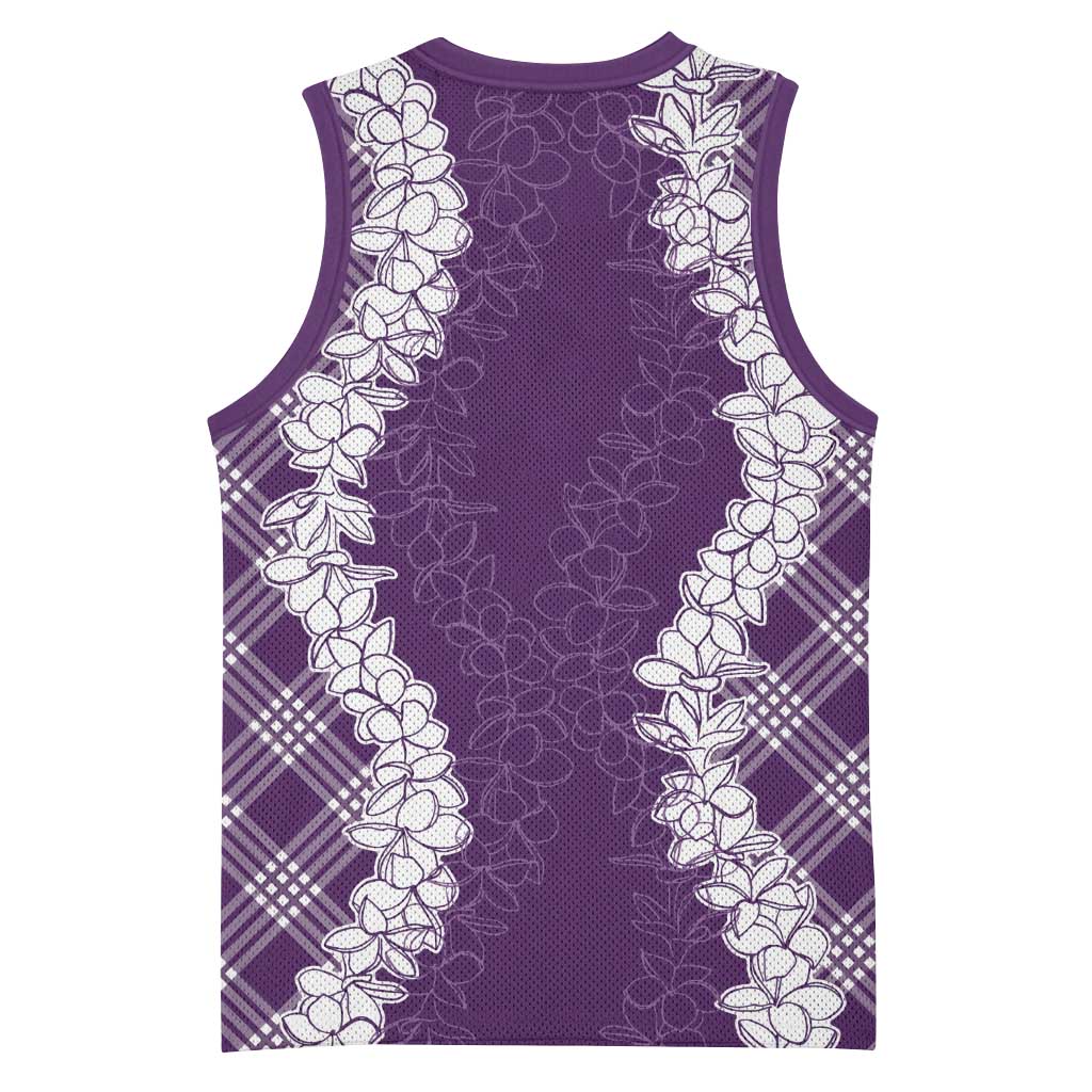 Hawaii Aloha Plumeria Lei Violet Palaka Basketball Jersey - Polynesian Pride