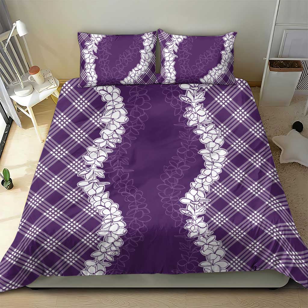 Hawaii Aloha Plumeria Lei Violet Palaka Bedding Set - Polynesian Pride