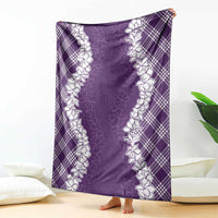 Hawaii Aloha Plumeria Lei Violet Palaka Blanket - Polynesian Pride