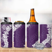 Hawaii Aloha Plumeria Lei Violet Palaka 4 in 1 Can Cooler Tumbler - Polynesian Pride