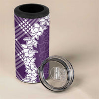 Hawaii Aloha Plumeria Lei Violet Palaka 4 in 1 Can Cooler Tumbler - Polynesian Pride