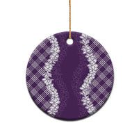 Hawaii Aloha Plumeria Lei Violet Palaka Ceramic Ornament - Polynesian Pride