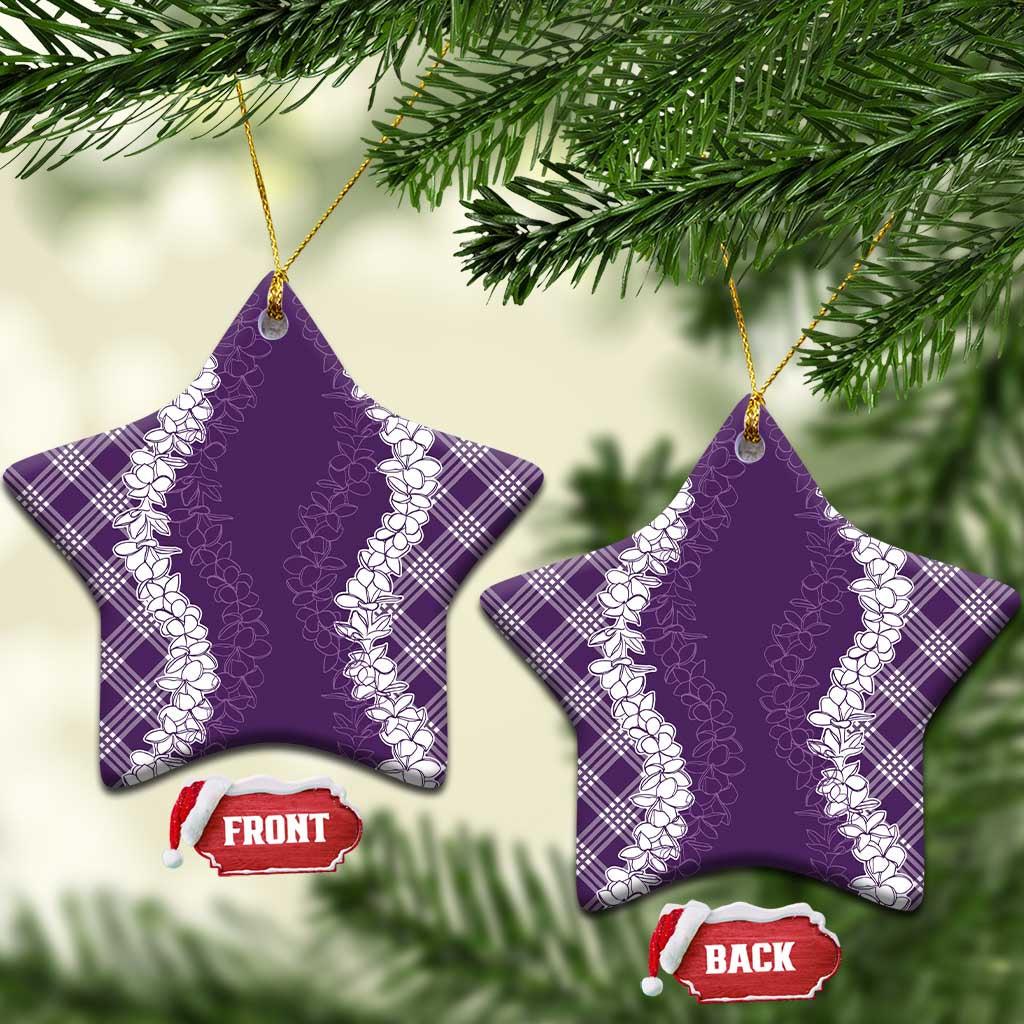 Hawaii Aloha Plumeria Lei Violet Palaka Ceramic Ornament - Polynesian Pride