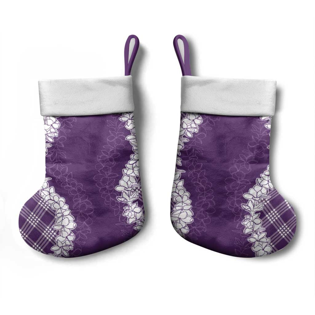 Hawaii Aloha Plumeria Lei Violet Palaka Christmas Stocking - Polynesian Pride