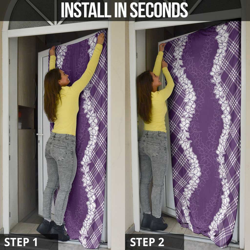 Hawaii Aloha Plumeria Lei Violet Palaka Door Cover - Polynesian Pride