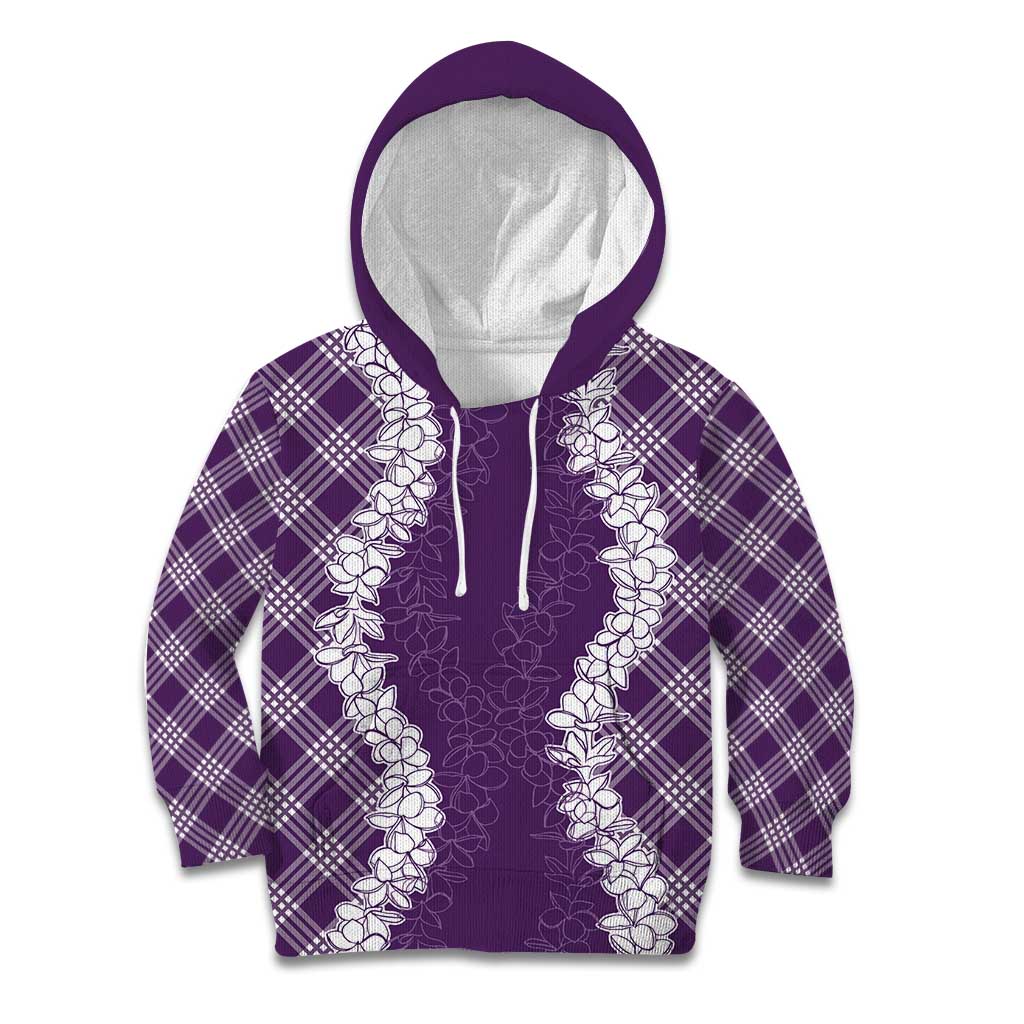 Hawaii Aloha Plumeria Lei Violet Palaka Kid Hoodie LT7 Hoodie Violet - Polynesian Pride