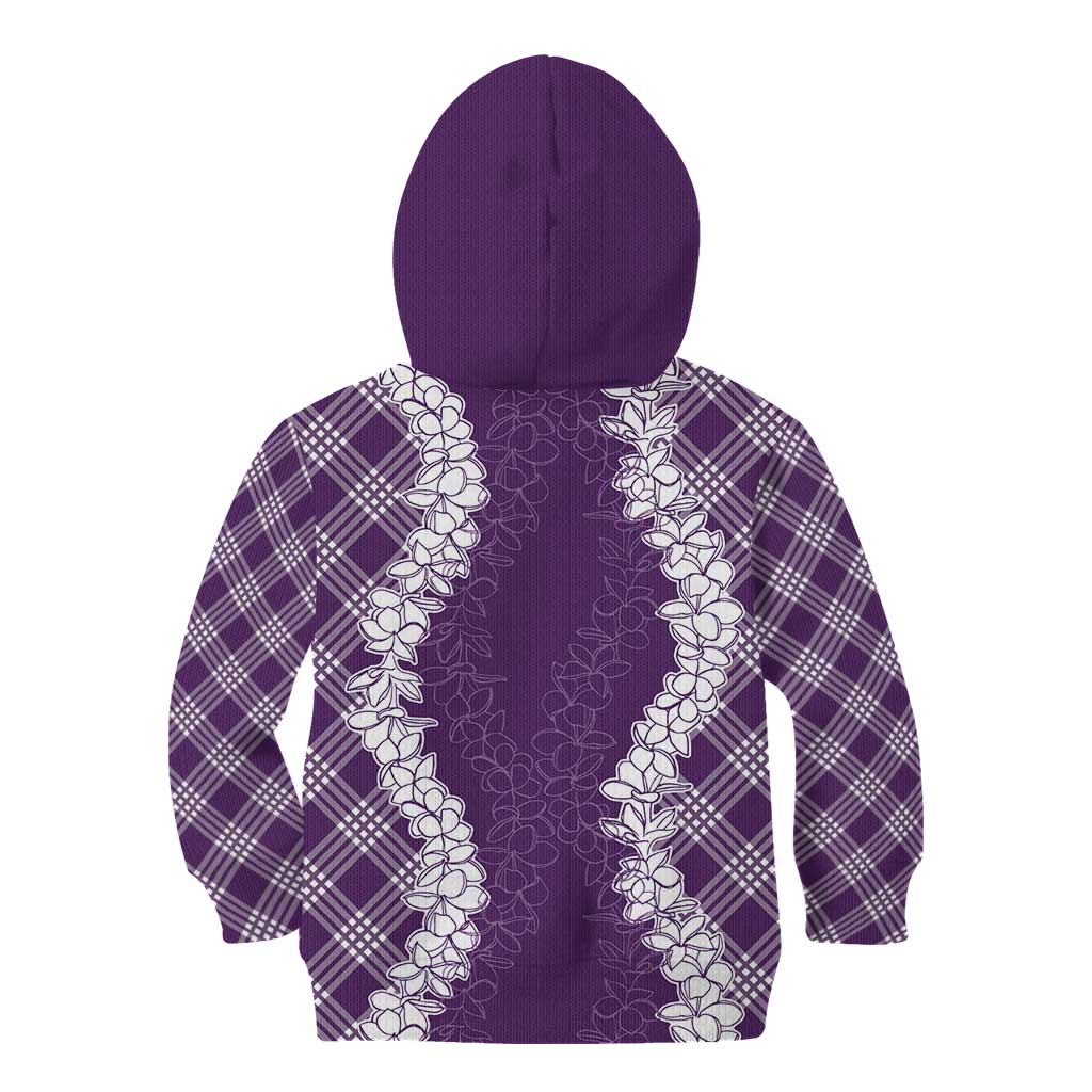 Hawaii Aloha Plumeria Lei Violet Palaka Kid Hoodie LT7 - Polynesian Pride