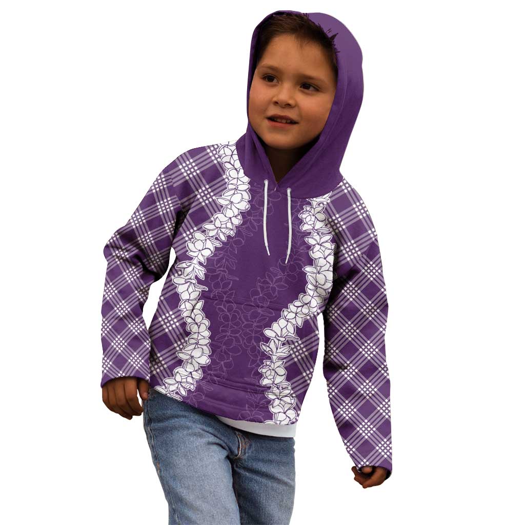 Hawaii Aloha Plumeria Lei Violet Palaka Kid Hoodie LT7 - Polynesian Pride