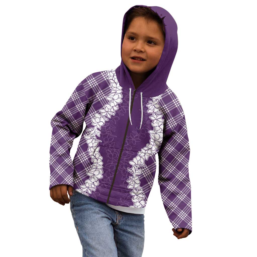 Hawaii Aloha Plumeria Lei Violet Palaka Kid Hoodie LT7 - Polynesian Pride