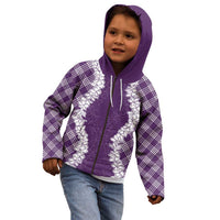 Hawaii Aloha Plumeria Lei Violet Palaka Kid Hoodie LT7 - Polynesian Pride