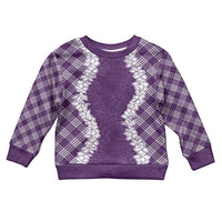 Hawaii Aloha Plumeria Lei Violet Palaka Kid Ugly Christmas Sweater - Polynesian Pride