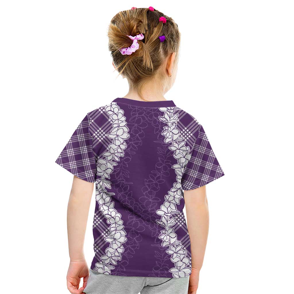 Hawaii Aloha Plumeria Lei Violet Palaka Kid T Shirt - Polynesian Pride
