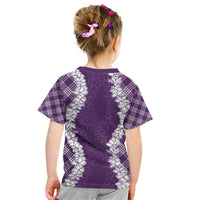 Hawaii Aloha Plumeria Lei Violet Palaka Kid T Shirt - Polynesian Pride