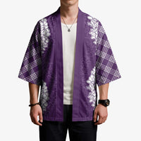 Hawaii Aloha Plumeria Lei Violet Palaka Kimono - Polynesian Pride