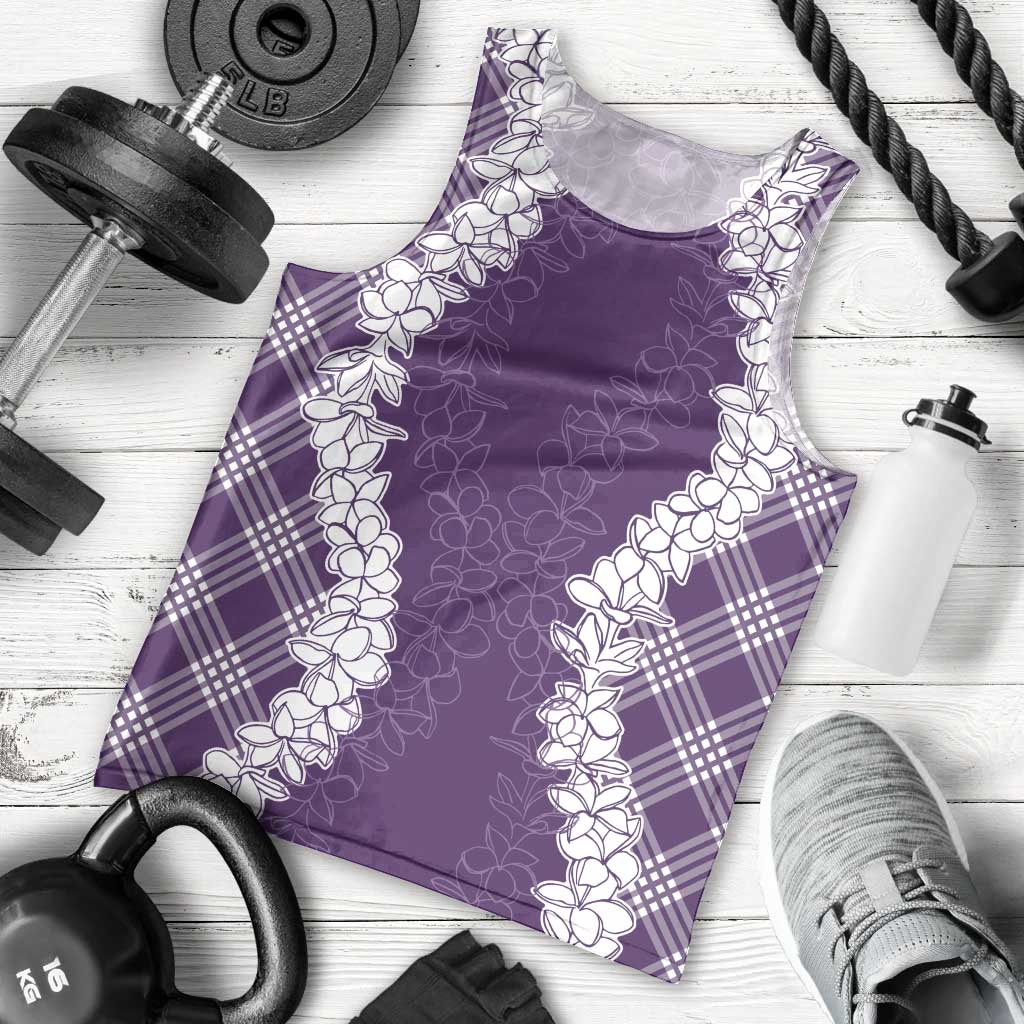 Hawaii Aloha Plumeria Lei Violet Palaka Men Tank Top - Polynesian Pride