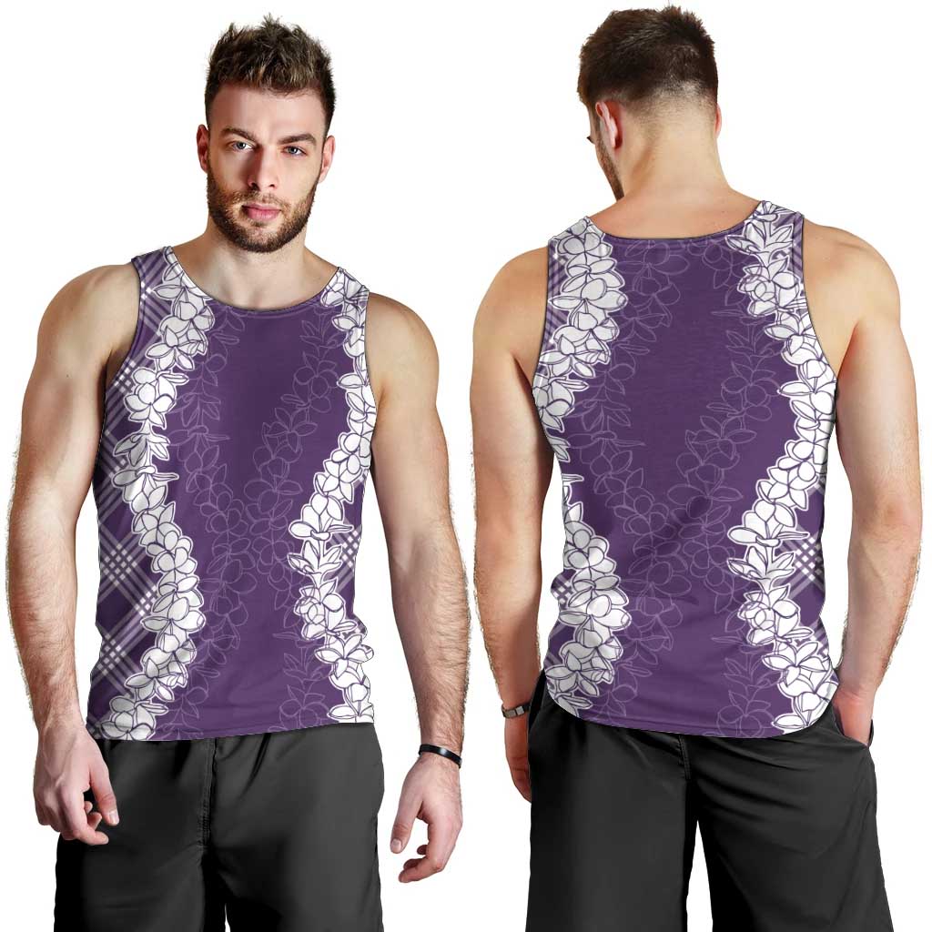 Hawaii Aloha Plumeria Lei Violet Palaka Men Tank Top - Polynesian Pride