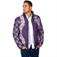 Hawaii Aloha Plumeria Lei Violet Palaka Padded Jacket - Polynesian Pride