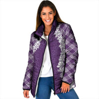 Hawaii Aloha Plumeria Lei Violet Palaka Padded Jacket - Polynesian Pride